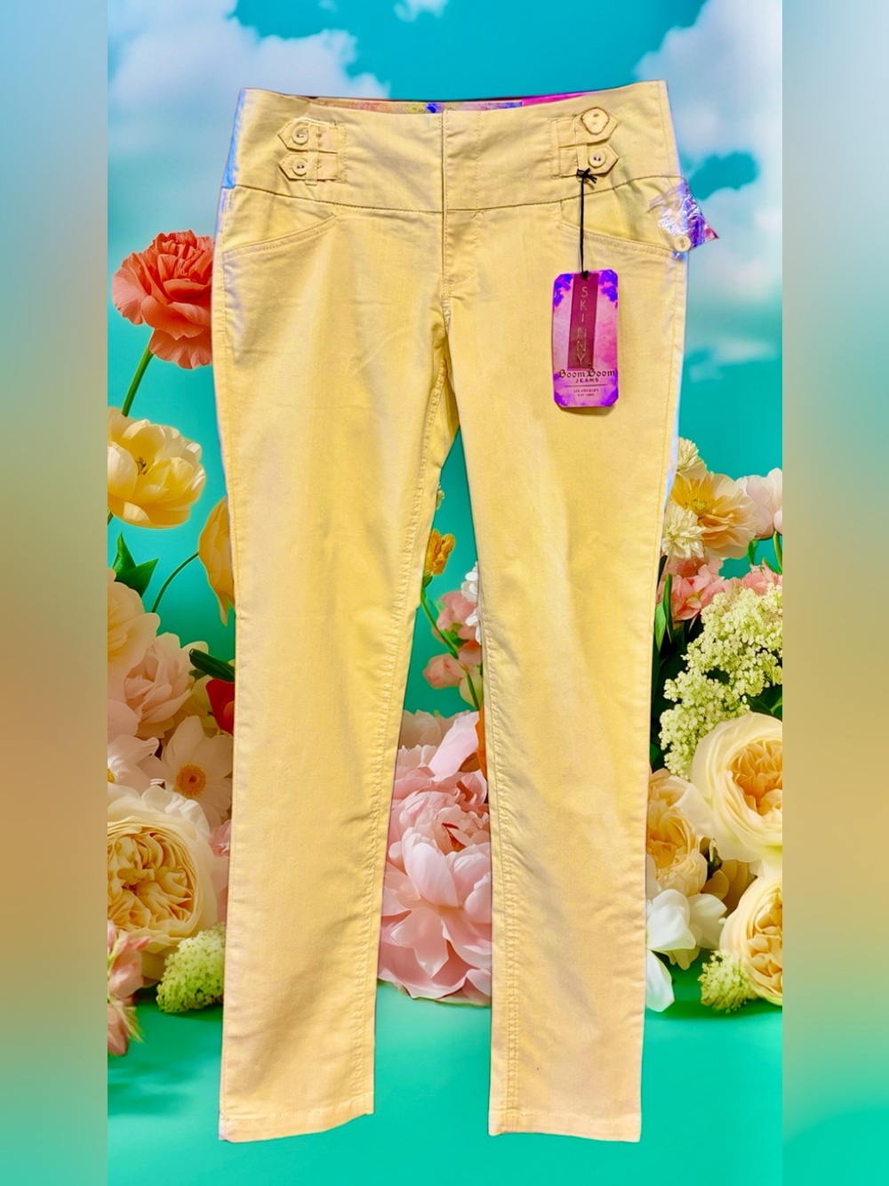 Boom Boom Jeans NWT Juniors Yellow Skinny Pants size 11